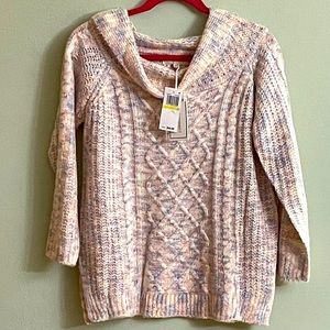 No Comment Pastel Cowl Sweater, Large